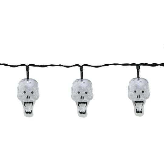 Northlight 10ct. White Skull LED Halloween String Lights 1 Northlight 10ct. White Skull LED Halloween String Lights