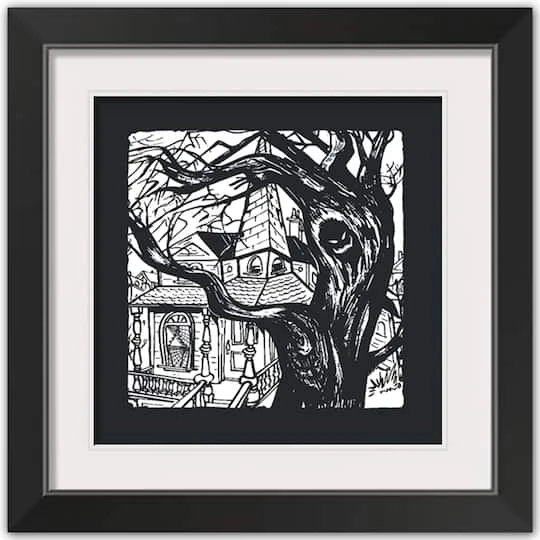 Haunted House Halloween Print In Black Frame 1 Haunted House Halloween Print In Black Frame