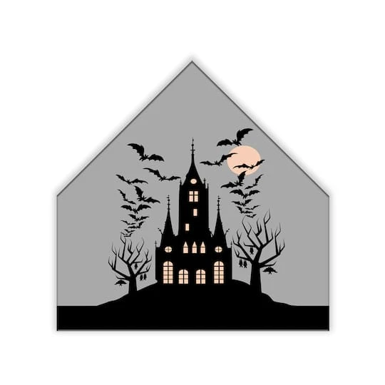Haunted House Gray House Shaped Canvas Wall Art 1 Haunted House Gray House Shaped Canvas Wall Art