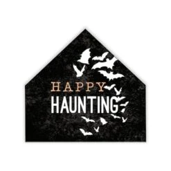 Happy Haunting Bats House Shaped Canvas Wall Art