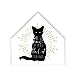 Black Cat House Shaped Canvas Wall Art