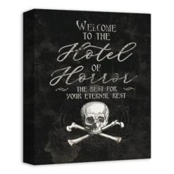 Hotel Of Horror Skull Canvas Wall Art -Halloween Decor Shop D442704S 2