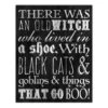 Black & White Old Witch Canvas Wall Art
