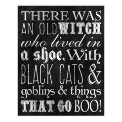 Black & White Old Witch Canvas Wall Art