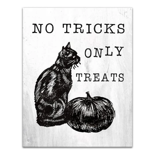 No Tricks Only Treats Black Cat Canvas Wall Art 2 No Tricks Only Treats Black Cat Canvas Wall Art - Image 2
