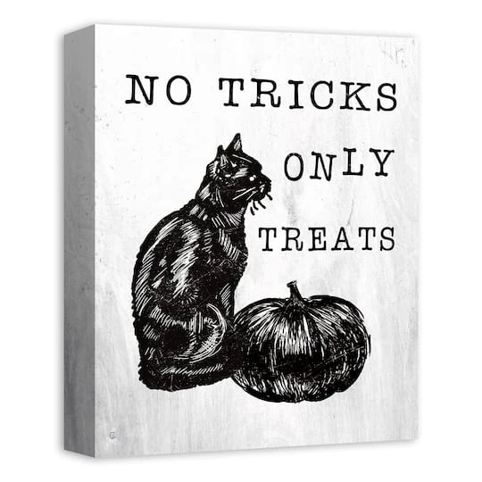 No Tricks Only Treats Black Cat Canvas Wall Art 3 No Tricks Only Treats Black Cat Canvas Wall Art - Image 3