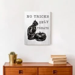No Tricks Only Treats Black Cat Canvas Wall Art 10 No Tricks Only Treats Black Cat Canvas Wall Art -Halloween Decor Shop D442707S 4