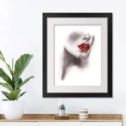 Vampire Lips Black Framed Print Wall Art -Halloween Decor Shop D442732S 3