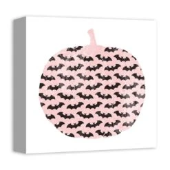 Pink & Black Bat Pumpkin Canvas Wall Art -Halloween Decor Shop D442733S 2