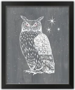 Owl Print Black Framed Print Wall Art