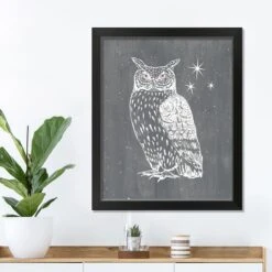 Owl Print Black Framed Print Wall Art -Halloween Decor Shop D442735S 3