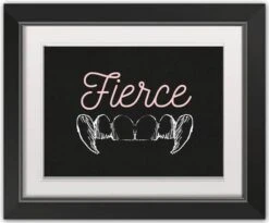 Fierce Fangs Black Framed Print Wall Art