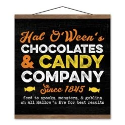 Halloween Candy Teak Hanging Canvas