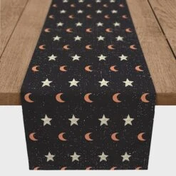 90" Moon & Stars Poly Twill Table Runner 7 90" Moon & Stars Poly Twill Table Runner -Halloween Decor Shop D442791S 1