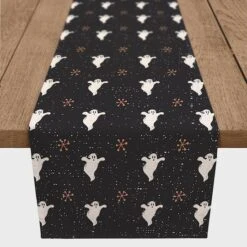 72" Retro Ghosts Poly Twill Table Runner -Halloween Decor Shop D442792S 1