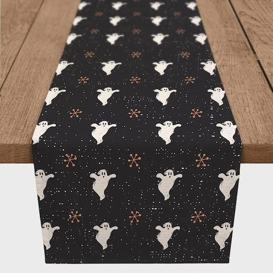 90" Retro Ghosts Poly Twill Table Runner 4 90" Retro Ghosts Poly Twill Table Runner - Image 4
