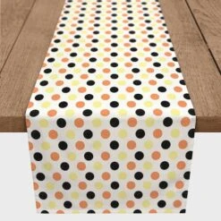 90" Retro Polka Dots Poly Twill Table Runner 7 90" Retro Polka Dots Poly Twill Table Runner -Halloween Decor Shop D442795S 1