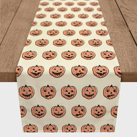 90" Trick Or Treat Pumpkins Poly Twill Table Runner 4 90" Trick Or Treat Pumpkins Poly Twill Table Runner - Image 4