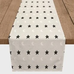 90" Moon And Stars Poly Twill Table Runner 7 90" Moon And Stars Poly Twill Table Runner -Halloween Decor Shop D442812S 1