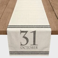 90" Oct Linen Stripes Poly Twill Table Runner -Halloween Decor Shop D442818S 1