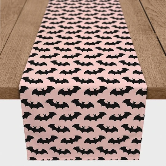 90" Bats On Pink Pattern Poly Twill Table Runner 4 90" Bats On Pink Pattern Poly Twill Table Runner - Image 4