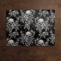 Floral Skulls Cotton Twill Placemat -Halloween Decor Shop D442857S 2