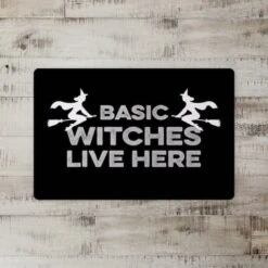 Black Basic Witches Live Here Floor Mat 5 Black Basic Witches Live Here Floor Mat -Halloween Decor Shop D442885S 2