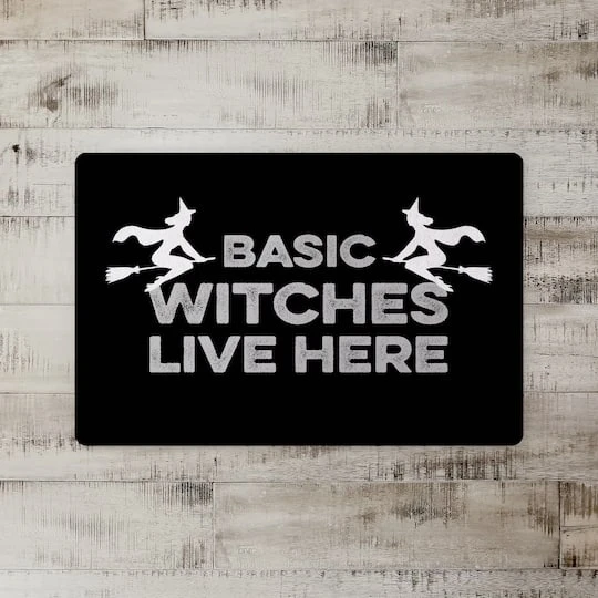 Black Basic Witches Live Here Floor Mat 3 Black Basic Witches Live Here Floor Mat - Image 3