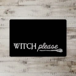 Black & White Witch Please Floor Mat -Halloween Decor Shop D442886S 2