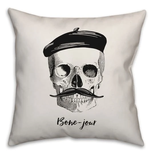Bone-jour Spun Poly Throw Pillow 1 Bone-jour Spun Poly Throw Pillow