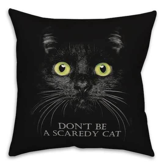 Scaredy Cat Spun Poly Throw Pillow 1 Scaredy Cat Spun Poly Throw Pillow