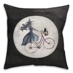 Witch Bike Throw Pillow 3 Witch Bike Throw Pillow -Halloween Decor Shop D442924S 1 1