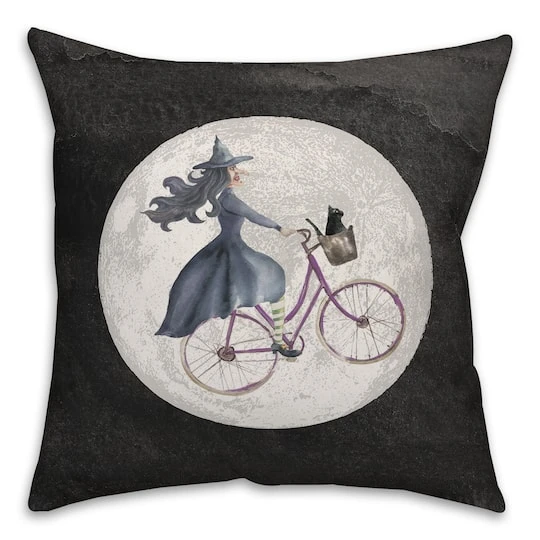 Witch Bike Throw Pillow 2 Witch Bike Throw Pillow - Image 2