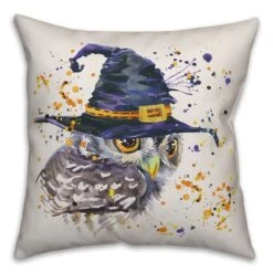 Watercolor Owl Throw Pillow -Halloween Decor Shop D442925S 1 1