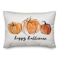 Watercolor Pumpkins Throw Pillow 3 Watercolor Pumpkins Throw Pillow -Halloween Decor Shop D442929S 1 1