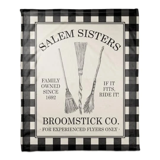 Salem Sisters Broomstick Co. Coral Fleece Blanket 1 Salem Sisters Broomstick Co. Coral Fleece Blanket
