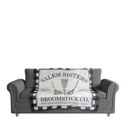 Salem Sisters Broomstick Co. Coral Fleece Blanket 7 Salem Sisters Broomstick Co. Coral Fleece Blanket -Halloween Decor Shop D442935S 3