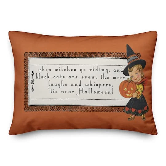 Vintage Witch 'Tis Near Halloween Throw Pillow 1 Vintage Witch 'Tis Near Halloween Throw Pillow