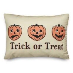 Trick Or Treat Pumpkins Throw Pillow -Halloween Decor Shop D442943S 1 1