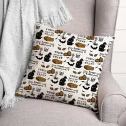 Vintage Halloween Pattern Throw Pillow -Halloween Decor Shop D442945S 2