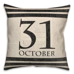 Halloween Date Newspaper Throw Pillow -Halloween Decor Shop D442948S 1 1
