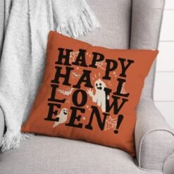 Happy Halloween Orange Throw Pillow 7 Happy Halloween Orange Throw Pillow -Halloween Decor Shop D442949S 3