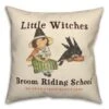Lil Witch Broom Riding School Spun Poly Throw Pillow 6 Lil Witch Broom Riding School Spun Poly Throw Pillow -Halloween Decor Shop D442953S 1