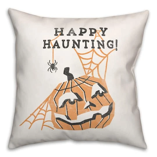Mid Mod Pumpkin Happy Haunting Spun Poly Throw Pillow 2 Mid Mod Pumpkin Happy Haunting Spun Poly Throw Pillow - Image 2