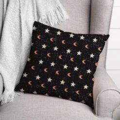Moon & Stars Spun Poly Throw Pillow 5 Moon & Stars Spun Poly Throw Pillow -Halloween Decor Shop D442955S 2