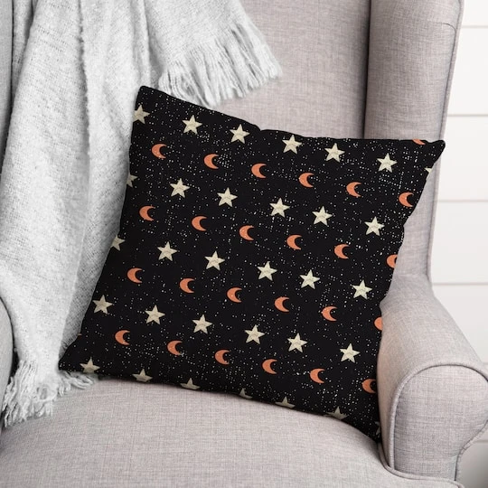 Moon & Stars Spun Poly Throw Pillow 3 Moon & Stars Spun Poly Throw Pillow - Image 3