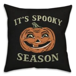 Retro Pumpkin Spooky Season Spun Poly Throw Pillow