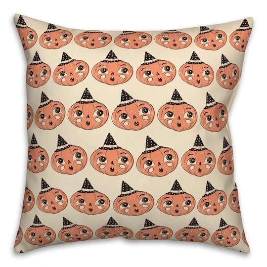 Retro Pumpkin Pattern Spun Poly Throw Pillow 1 Retro Pumpkin Pattern Spun Poly Throw Pillow