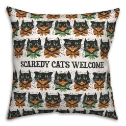 Scaredy Cats Pattern Spun Poly Throw Pillow -Halloween Decor Shop D442963S 1 1