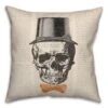 Skull Tophat Newspaper Bowtie Spun Poly Throw Pillow 9 Skull Tophat Newspaper Bowtie Spun Poly Throw Pillow -Halloween Decor Shop D442964S 1